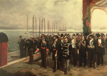Einschiffung von Amadeo I. (1845-90) von Savoyen nach Spanien